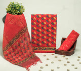 Beautiful Discharge Printed Cotton Suit with Pure Kota Doria Dupatta