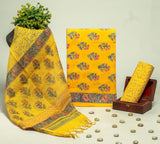 Beautiful Discharge Printed Cotton Suit with Pure Kota Doria Dupatta