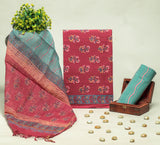 Beautiful Discharge Printed Cotton Suit with Pure Kota Doria Dupatta