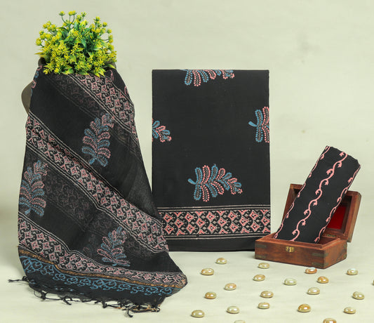 Beautiful Discharge Printed Cotton Suit with Pure Kota Doria Dupatta