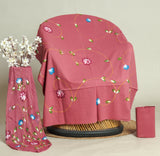 HAND PAINTED COTTON SUIT WITH PURE CHIFFON DUPATTA