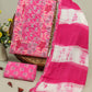 Cotton Printed Neck Work Suits with Chiffon dupatta