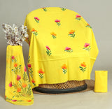 HAND PAINTED COTTON SUIT WITH PURE CHIFFON DUPATTA