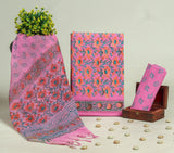 Beautiful Discharge Printed Cotton Suit with Pure Kota Doria Dupatta