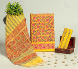 Beautiful Discharge Printed Cotton Suit with Pure Kota Doria Dupatta