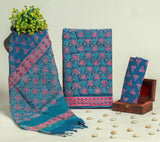 Beautiful Discharge Printed Cotton Suit with Pure Kota Doria Dupatta