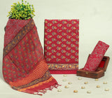 Beautiful Discharge Printed Cotton Suit with Pure Kota Doria Dupatta