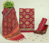 Beautiful Discharge Printed Cotton Suit with Pure Kota Doria Dupatta