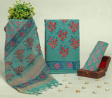 Beautiful Discharge Printed Cotton Suit with Pure Kota Doria Dupatta