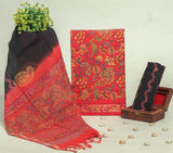 Beautiful Discharge Printed Cotton Suit with Pure Kota Doria Dupatta