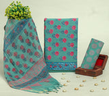 Beautiful Discharge Printed Cotton Suit with Pure Kota Doria Dupatta
