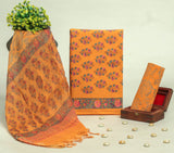 Beautiful Discharge Printed Cotton Suit with Pure Kota Doria Dupatta
