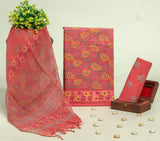 Beautiful Discharge Printed Cotton Suit with Pure Kota Doria Dupatta