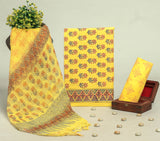 Beautiful Discharge Printed Cotton Suit with Pure Kota Doria Dupatta