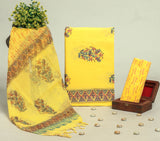 Beautiful Discharge Printed Cotton Suit with Pure Kota Doria Dupatta