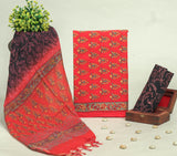 Beautiful Discharge Printed Cotton Suit with Pure Kota Doria Dupatta