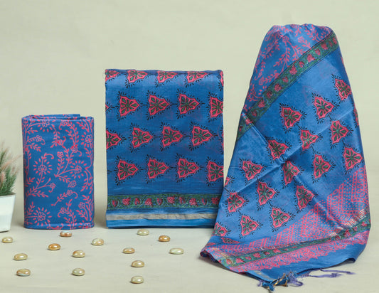 Beautiful Discharge Chanderi Silk Suits with Chanderi Silk Dupatta