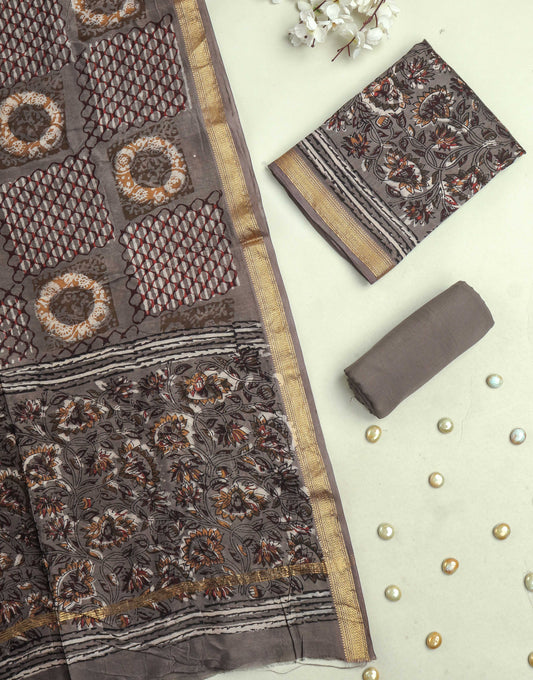 JAHOTA PRINTED MAHESHWARI SILK SUIT WITH MAHESHWARI SILK DUPATTA