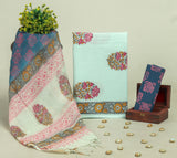Beautiful Discharge Printed Cotton Suit with Pure Kota Doria Dupatta