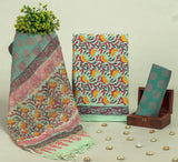 Beautiful Discharge Printed Cotton Suit with Pure Kota Doria Dupatta