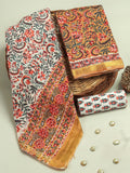 HAND BLOCK PRINTED MAHESHWARI SILK SUIT WITH MAHESHWARI SILK DUPATTA
