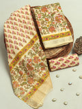 Hand Block Printed Maheshwari Silk Suit with Maheshwari Silk Dupatta