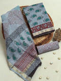 Hand Block Printed Maheshwari Silk Suit with Maheshwari Silk Dupatta