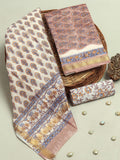 Hand Block Printed Maheshwari Silk Suit with Maheshwari Silk Dupatta