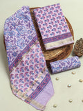 Hand Block Printed Maheshwari Silk Suit with Maheshwari Silk Dupatta