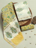 Hand Block Printed Maheshwari Silk Suit with Maheshwari Silk Dupatta
