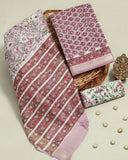 Hand Block Printed Maheshwari Silk Suit with Maheshwari Silk Dupatta