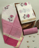 Hand Block Printed Maheshwari Silk Suit with Maheshwari Silk Dupatta