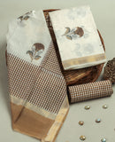 Hand Block Printed Maheshwari Silk Suit with Maheshwari Silk Dupatta