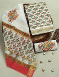 Hand Block Printed Maheshwari Silk Suit with Maheshwari Silk Dupatta