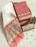 HAND BLOCK Printed Maheshwari Silk Suit with Maheshwari Silk Dupatta