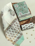HAND BLOCK Printed Maheshwari Silk Suit with Maheshwari Silk Dupatta