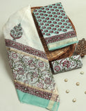 HAND BLOCK Printed Maheshwari Silk Suit with Maheshwari Silk Dupatta