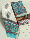 HAND BLOCK Printed Maheshwari Silk Suit with Maheshwari Silk Dupatta
