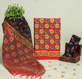 Beautiful Discharge Printed Cotton Suit with Pure Kota Doria Dupatta