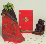 Beautiful Discharge Printed Cotton Suit with Pure Kota Doria Dupatta