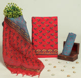 Beautiful Discharge Printed Cotton Suit with Pure Kota Doria Dupatta