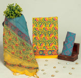 Beautiful Discharge Printed Cotton Suit with Pure Kota Doria Dupatta