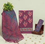 Beautiful Discharge Printed Cotton Suit with Pure Kota Doria Dupatta
