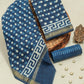Indigo Blue Hand Block Printed Maheshwari Silk Suit with Maheshwari Silk Dupatta