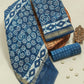 Indigo Blue Hand Block Printed Maheshwari Silk Suit with Maheshwari Silk Dupatta