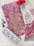 (SALE) FLORAL PRINTED COTTON GOTA PATTI SUIT WITH CHIFFON DUPATTA
