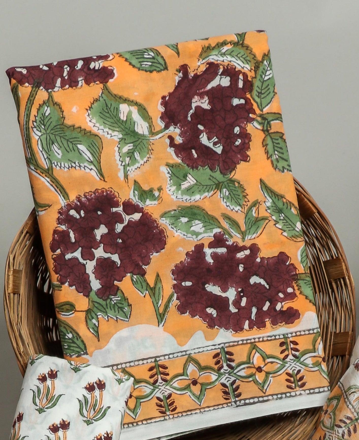 Hand Block Printed Cotton Suit with Chanderi Dupatta