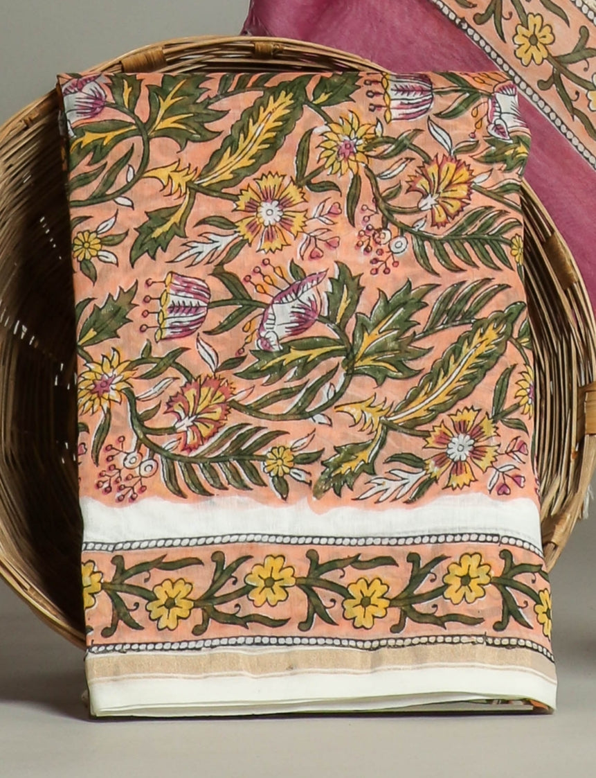 Hand Printed Chanderi Silk Suits with Chanderi Silk Dupatta