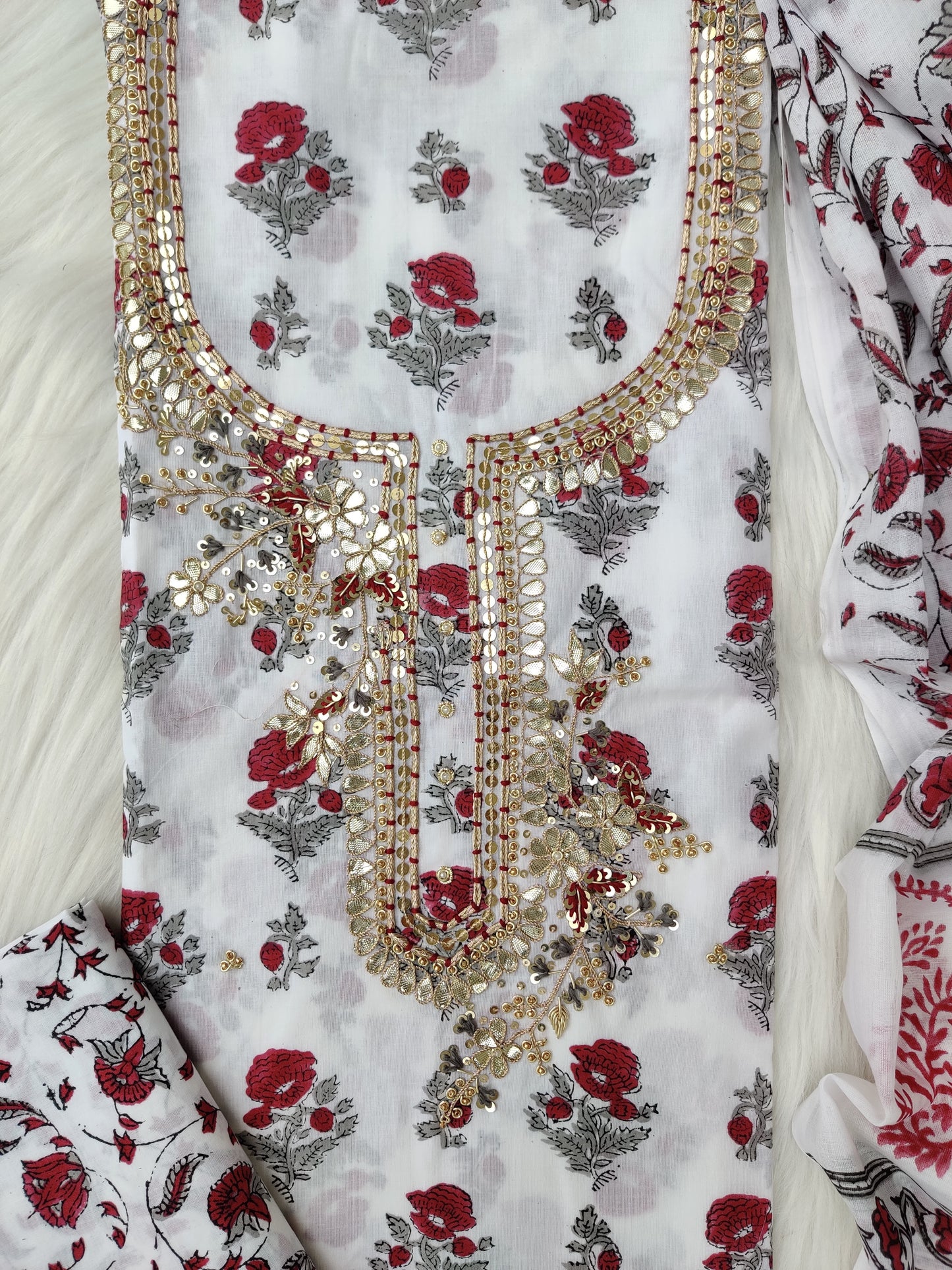 FLORAL PRINTED COTTON GOTA PATTI SUIT WITH COTTON DUPATTA1
