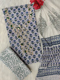 (SALE) FLORAL PRINTED COTTON GOTA PATTI SUIT WITH CHIFFON DUPATTA